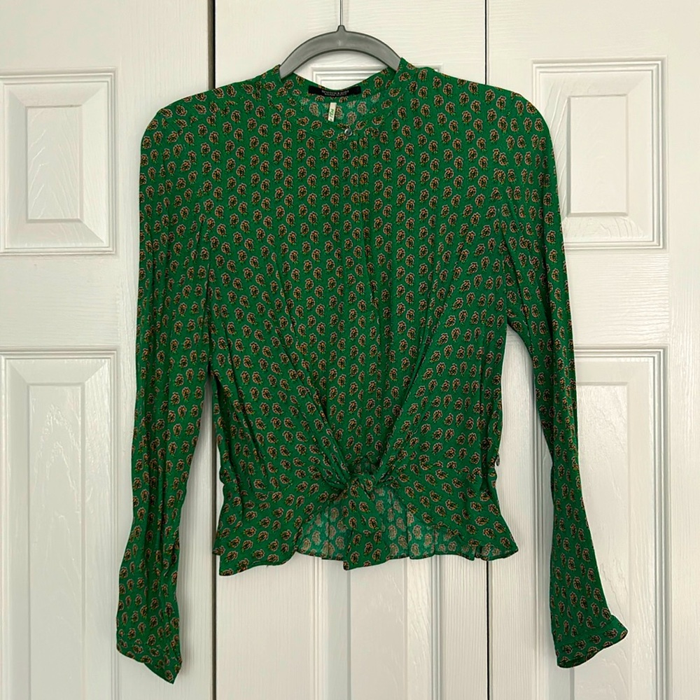 Scotch&Soda green front tie blouse